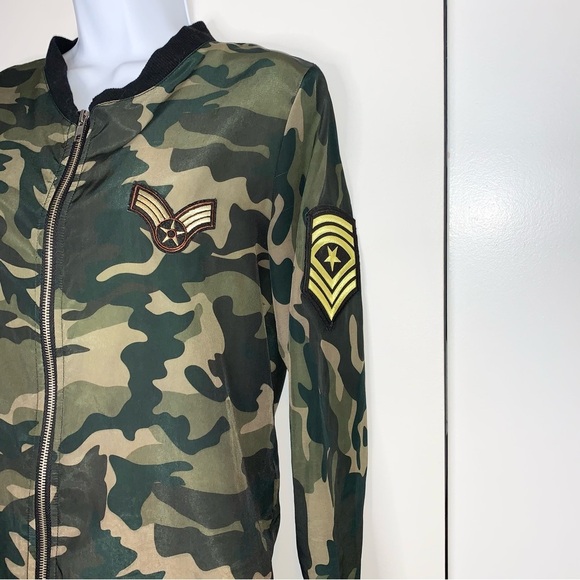 City of Angels Women's Army Bomber Jacket Zip front Lightweight Green Size Small - Picture 8 of 16